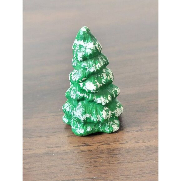 Mini ceramic green snow Tree Village accessory xmas - Picture 2 of 4